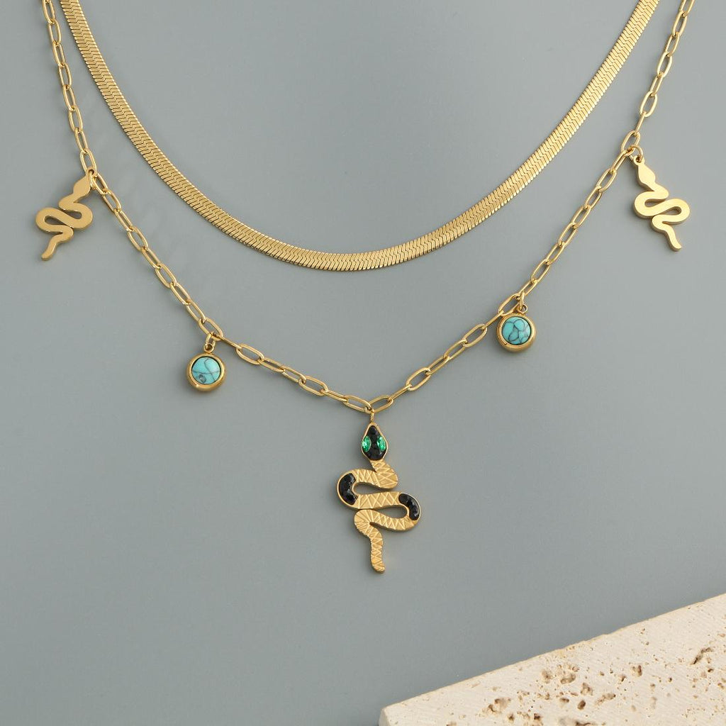 304 Stainless Steel 18K Gold Plated Sweet Streetwear Plating Inlay Flower Butterfly Shell Double Layer Necklaces