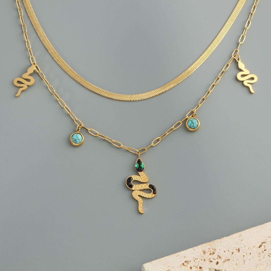 304 Stainless Steel 18K Gold Plated Sweet Streetwear Plating Inlay Flower Butterfly Shell Double Layer Necklaces
