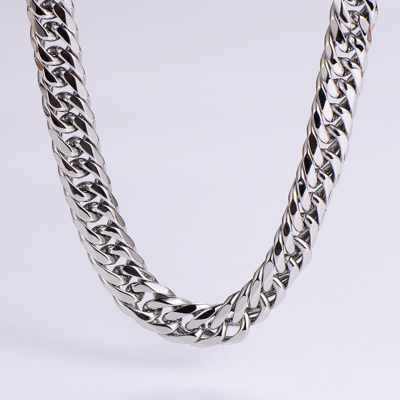 hip-hop rock solid color stainless steel polishing plating 18k gold plated men's long necklace