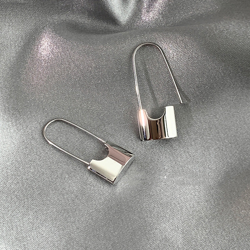 1 pair lady u shape plating titanium steel 18k gold plated earrings