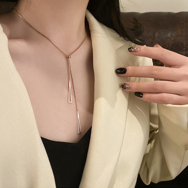 304 Stainless Steel 18K Gold Plated Lady Plating Solid Color Sweater Chain