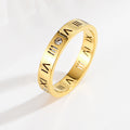 Titanium Steel Simple Style Plating Hollow Out Inlay Roman Numeral Zircon Rings