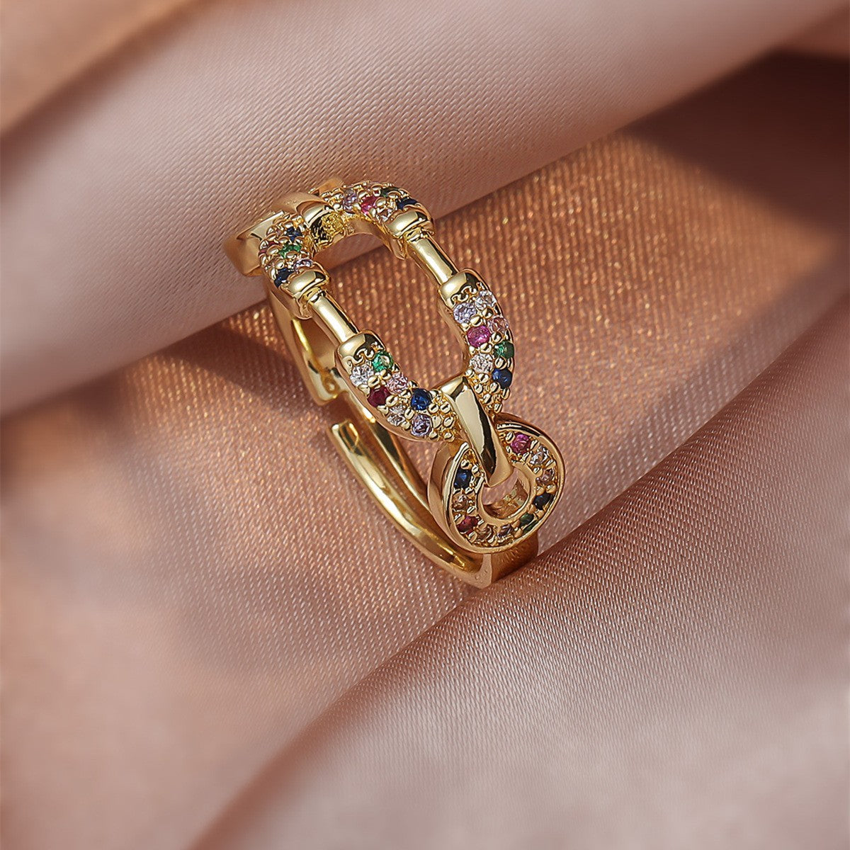retro printing copper zircon rings