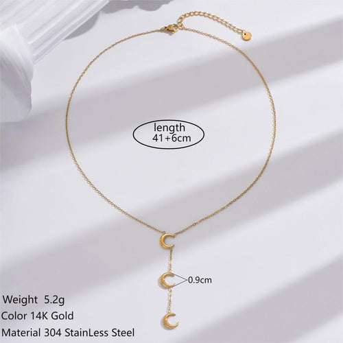 304 Stainless Steel 14K Gold Plated Simple Style Plating Moon Necklace