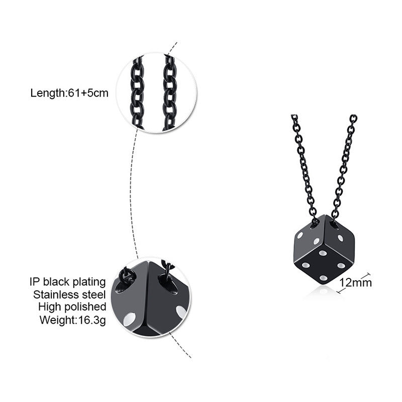 simple style dice stainless steel plating pendant necklace