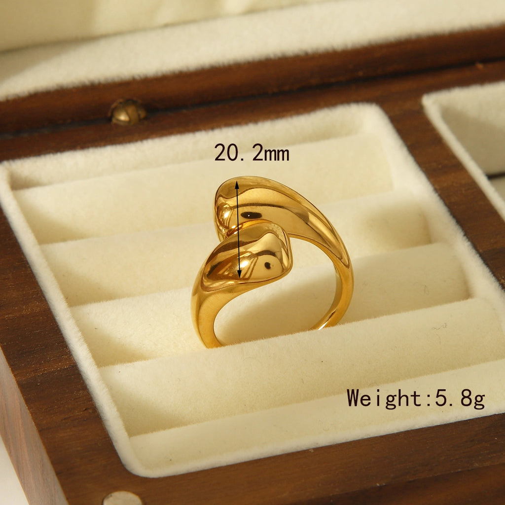 Basic Commute Solid Color 304 Stainless Steel 14K Gold Plated Open Rings In Bulk