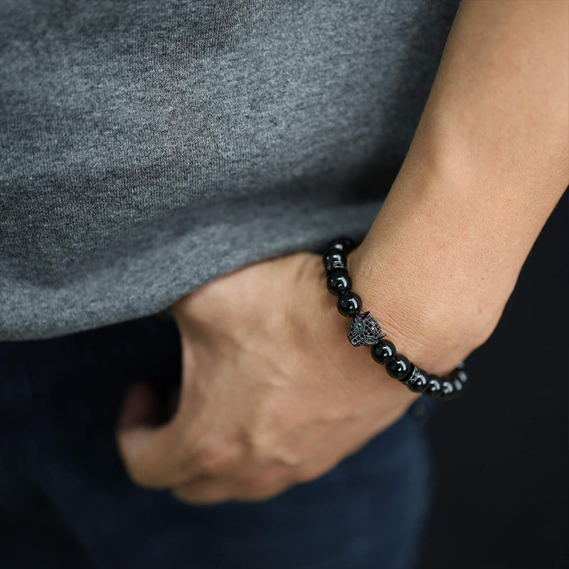 retro geometric natural stone lapis lazuli men's bracelets