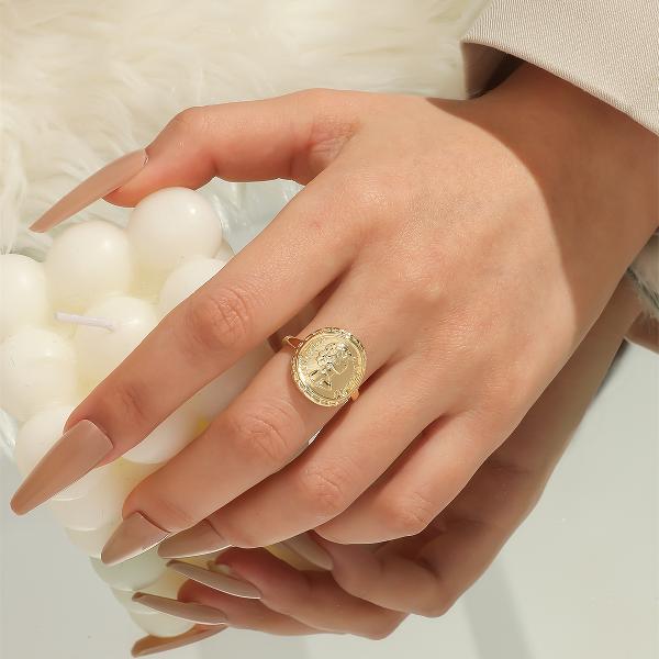 retro printing copper zircon rings