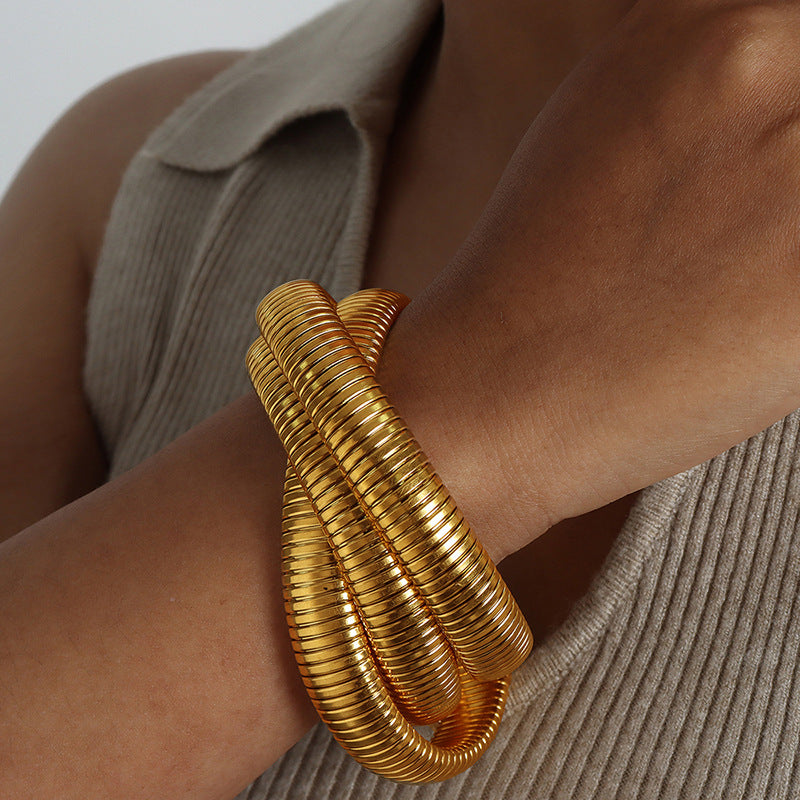 simple style color block solid color titanium steel plating bangle