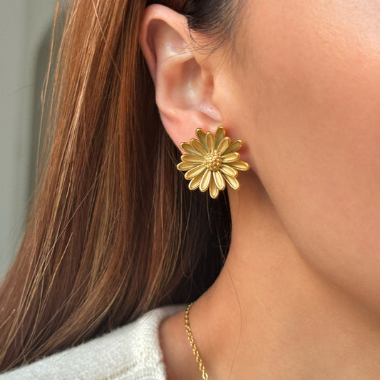 1 pair ig style sweet simple style flower plating titanium steel 18k gold plated ear studs