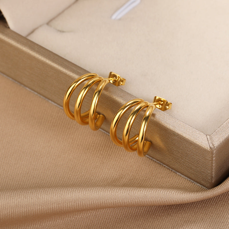 1 pair vintage style simple style c shape plating stainless steel 18k gold plated ear studs