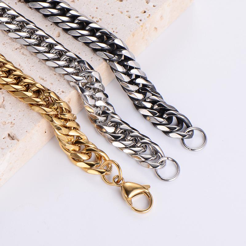 hip-hop rock solid color stainless steel polishing plating 18k gold plated men's long necklace