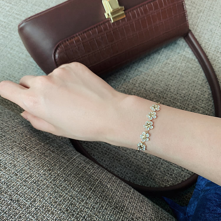1 piece fashion star alloy plating artificial gemstones gold plated women's bracelets