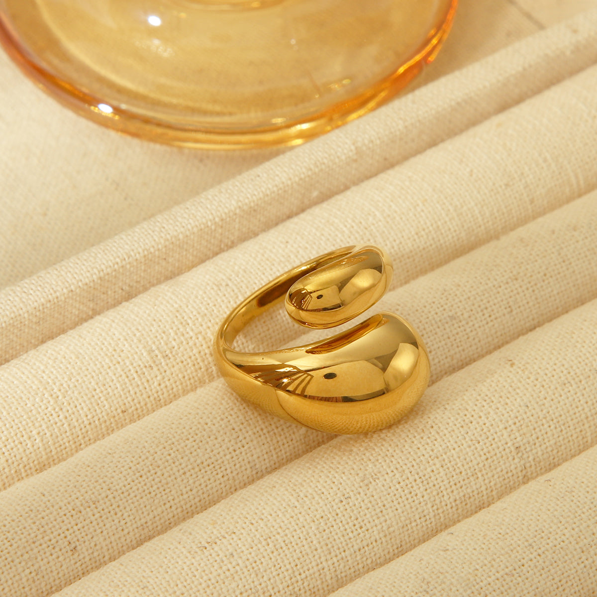 Basic Commute Solid Color 304 Stainless Steel 14K Gold Plated Open Rings In Bulk