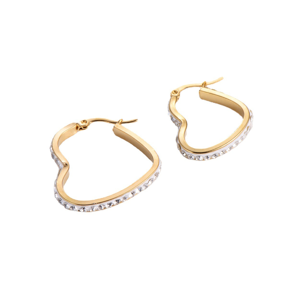 Exaggerated Heart Plating 304 Stainless Steel No Inlaid Mud Drill 18K Gold Plated Earrings