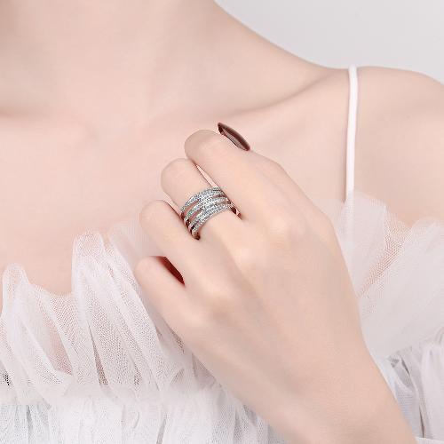 Copper Simple Style Classic Style Inlay Waves Zircon Rings