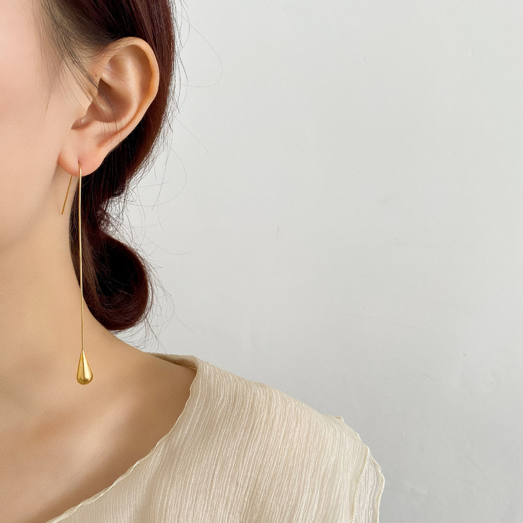 1 pair simple style geometric titanium steel plating drop earrings