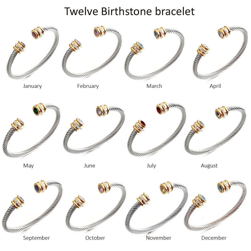 simple style solid color stainless steel inlay zircon cuff bracelets