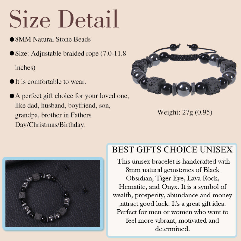 retro round natural stone beaded men's bracelets