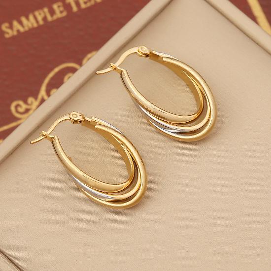 1 Pair Modern Style Round Plating Stainless Steel 18K Gold Plated Earrings