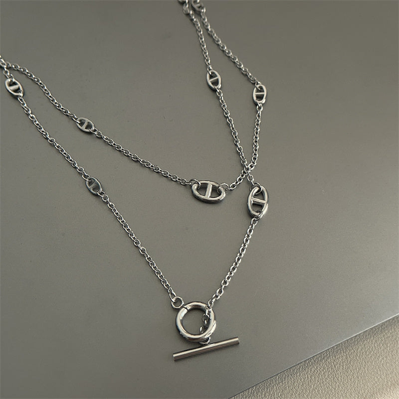 304 Stainless Steel 18K Gold Plated Silver Plated IG Style Vintage Style Patchwork Plating Solid Color Long Necklace