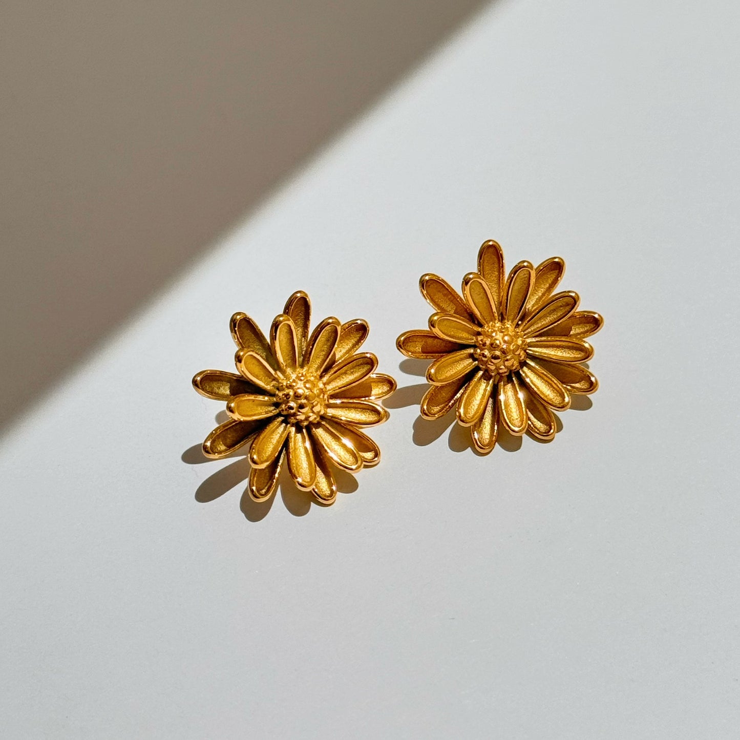 1 pair ig style sweet simple style flower plating titanium steel 18k gold plated ear studs