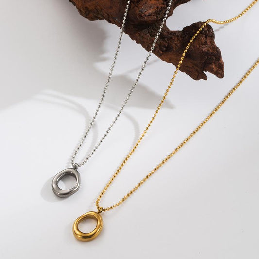 304 Stainless Steel 18K Gold Plated Simple Style Plating Solid Color Pendant Necklace