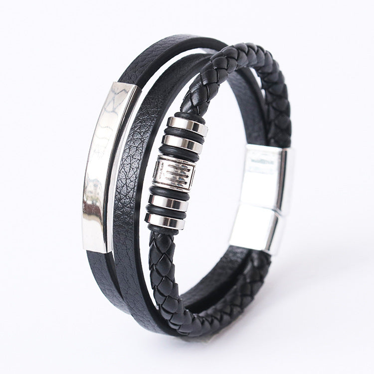 original design solid color pu leather men's bracelets