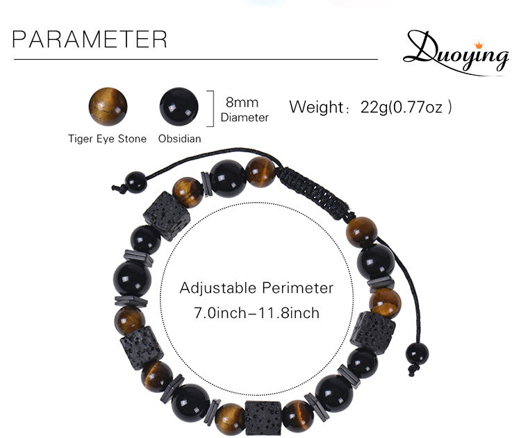 retro round natural stone beaded men's bracelets
