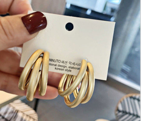 simple multi-layered c-shaped alloy hoop earrings nhpf147199