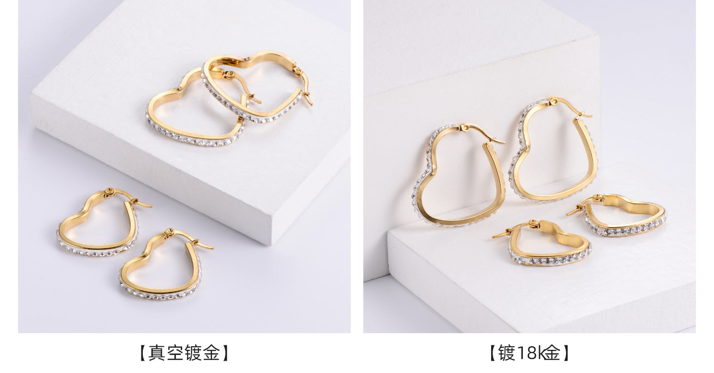 Exaggerated Heart Plating 304 Stainless Steel No Inlaid Mud Drill 18K Gold Plated Earrings