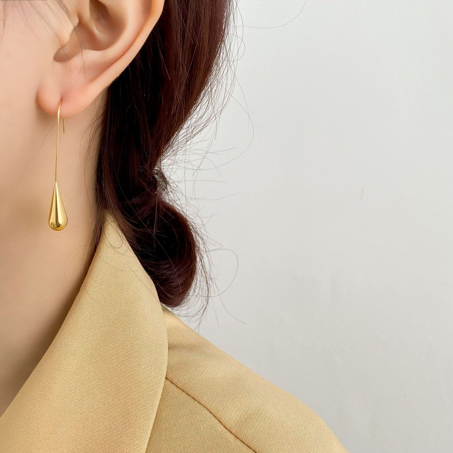 1 pair simple style geometric titanium steel plating drop earrings