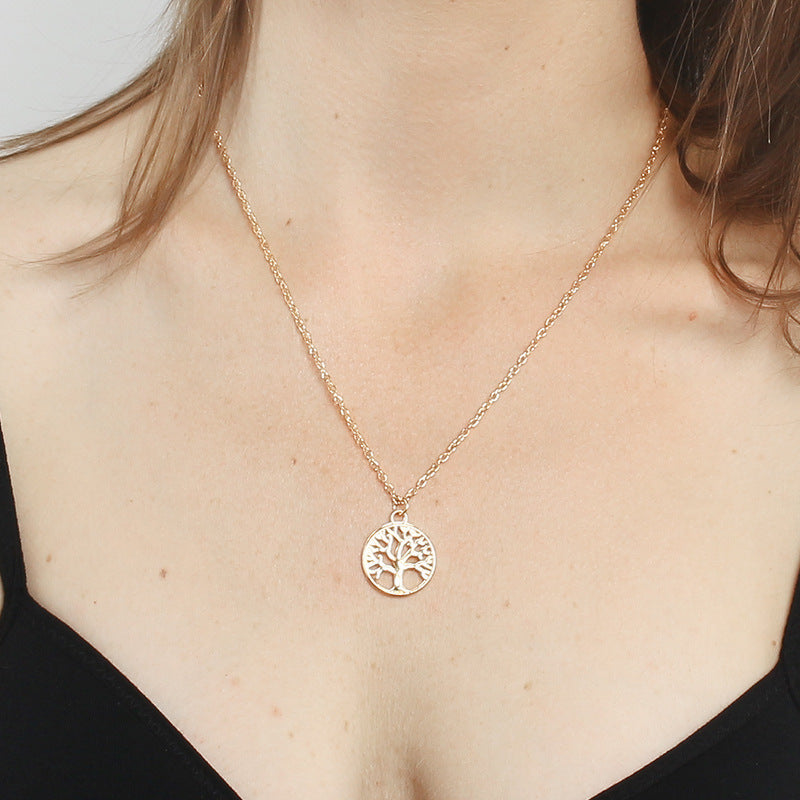 fashion retro tree of life pendant alloy ladies peace tree necklace clavicle chain