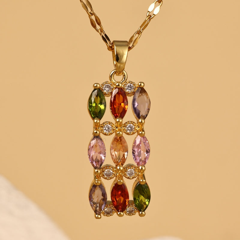 elegant simple style heart shape stainless steel hollow out 18k gold plated pendant necklace