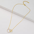 mama geometric titanium steel plating artificial pearls necklace