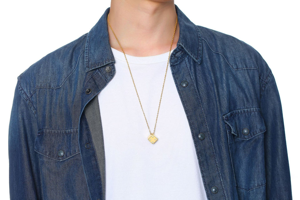 simple style dice stainless steel plating pendant necklace