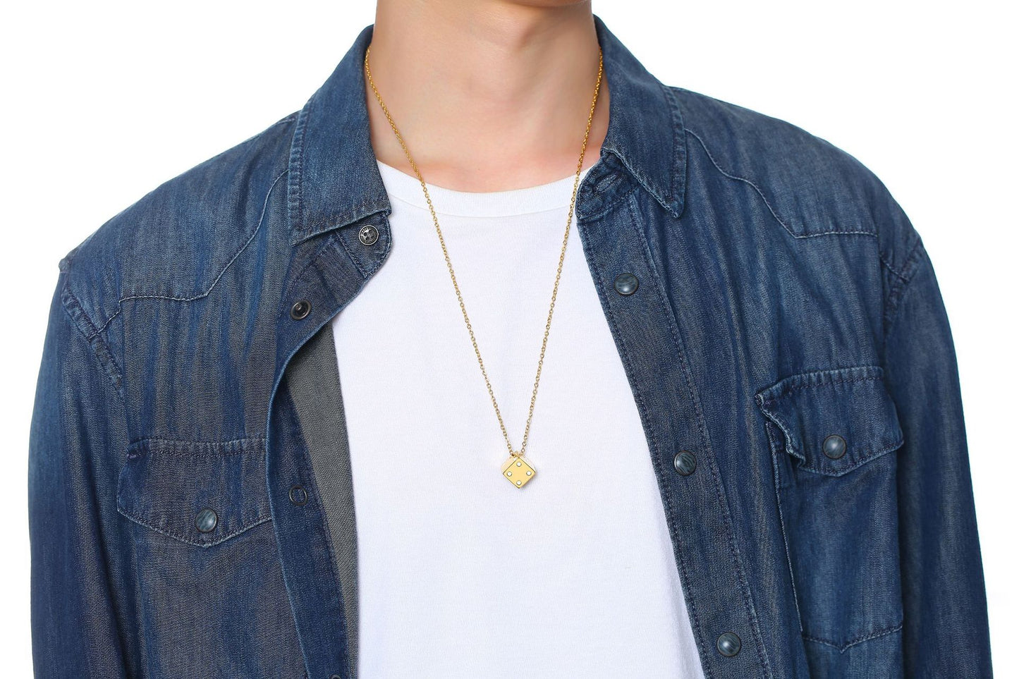 simple style dice stainless steel plating pendant necklace