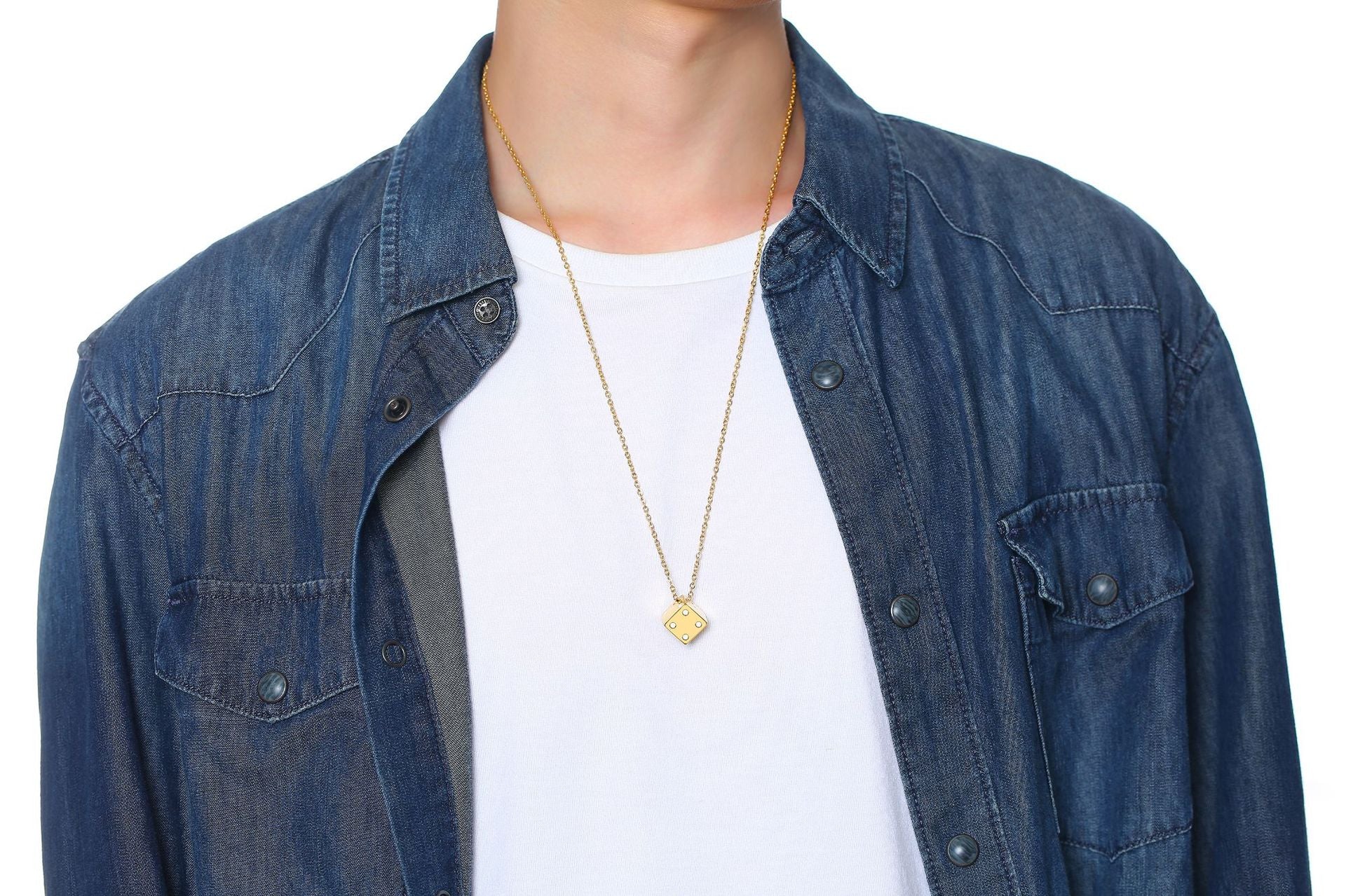 simple style dice stainless steel plating pendant necklace