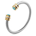 simple style solid color stainless steel inlay zircon cuff bracelets