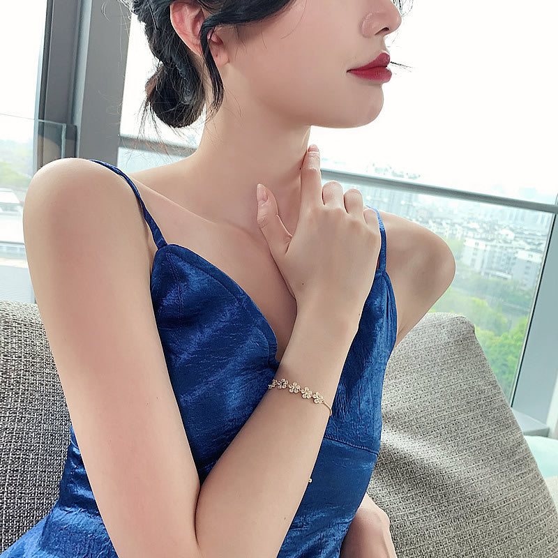 1 piece fashion star alloy plating artificial gemstones gold plated women's bracelets