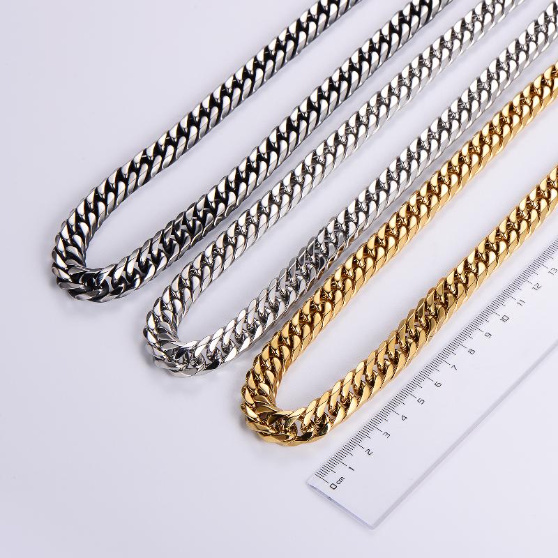 hip-hop rock solid color stainless steel polishing plating 18k gold plated men's long necklace