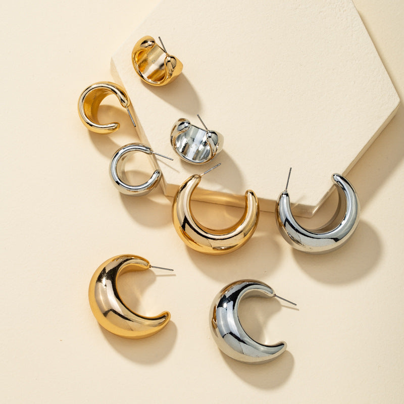 lady geometric plating alloy no inlaid earrings