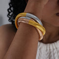 simple style color block solid color titanium steel plating bangle