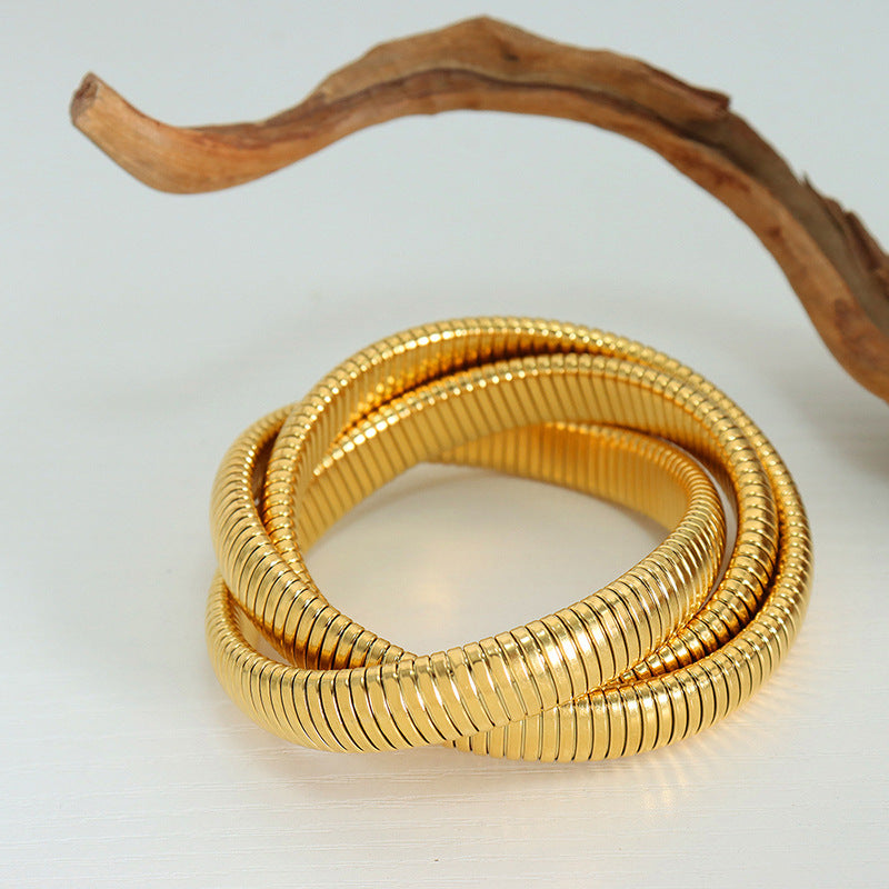 simple style color block solid color titanium steel plating bangle