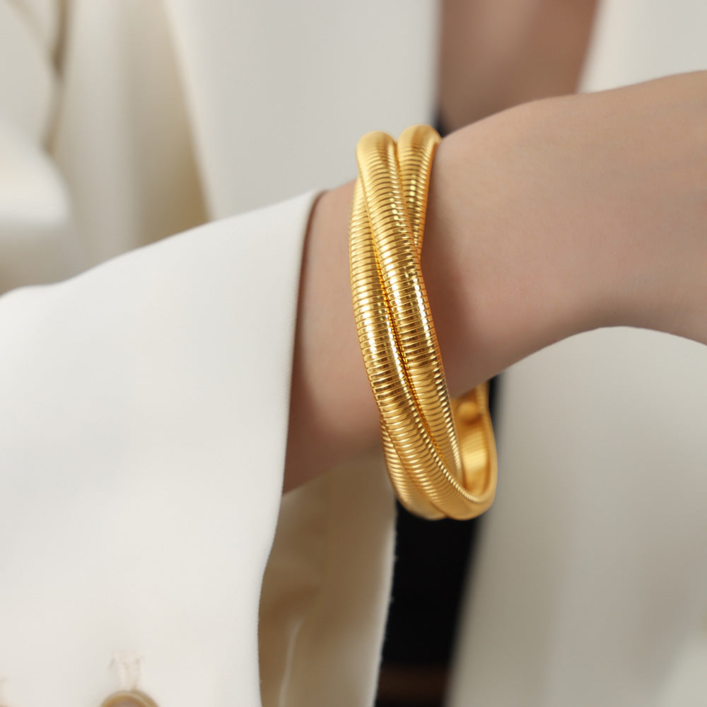 simple style color block solid color titanium steel plating bangle