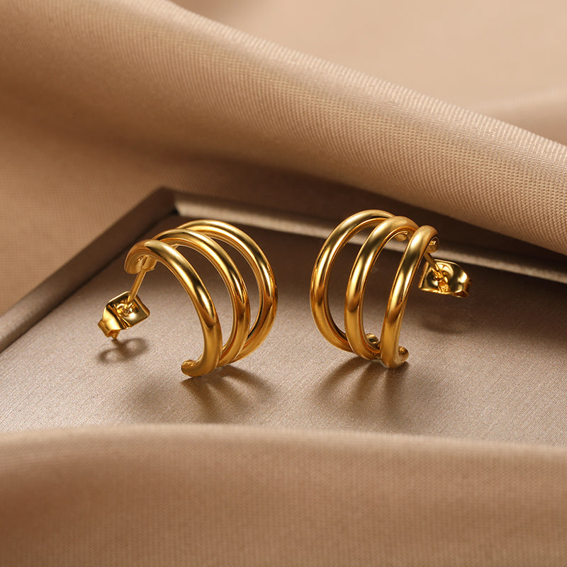 1 pair vintage style simple style c shape plating stainless steel 18k gold plated ear studs