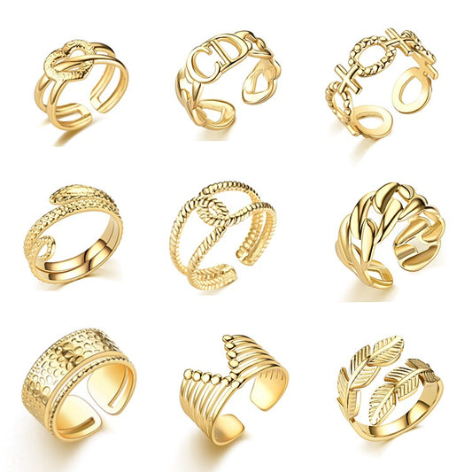 fashion plant heart shape snake titanium steel open ring