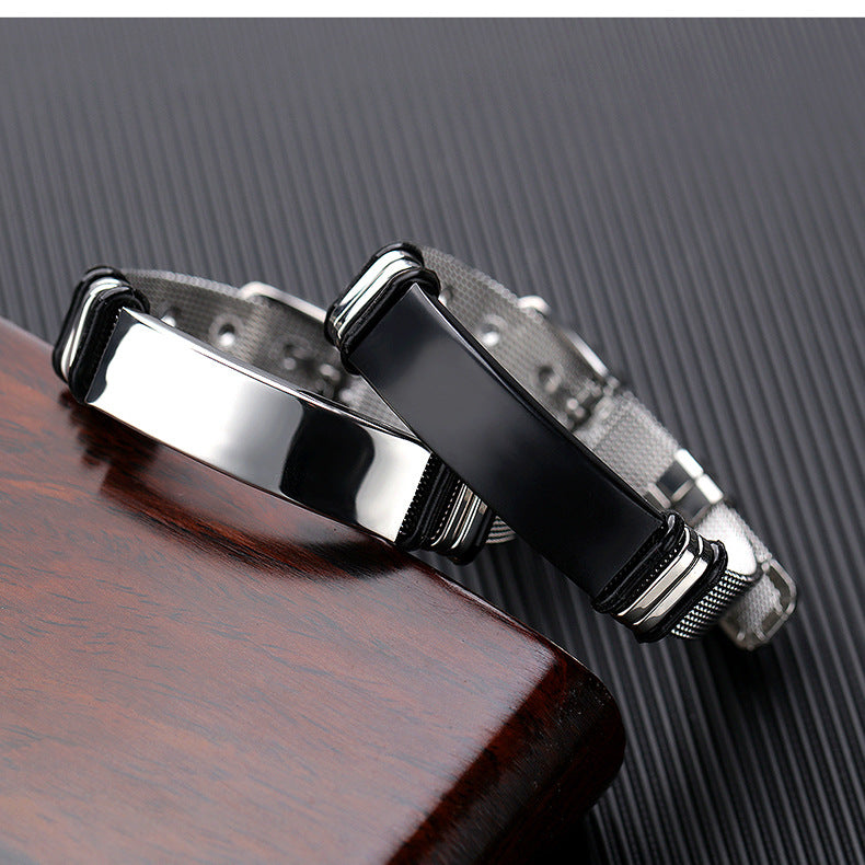 Simple Style Geometric Titanium Steel Plating Men'S wristband