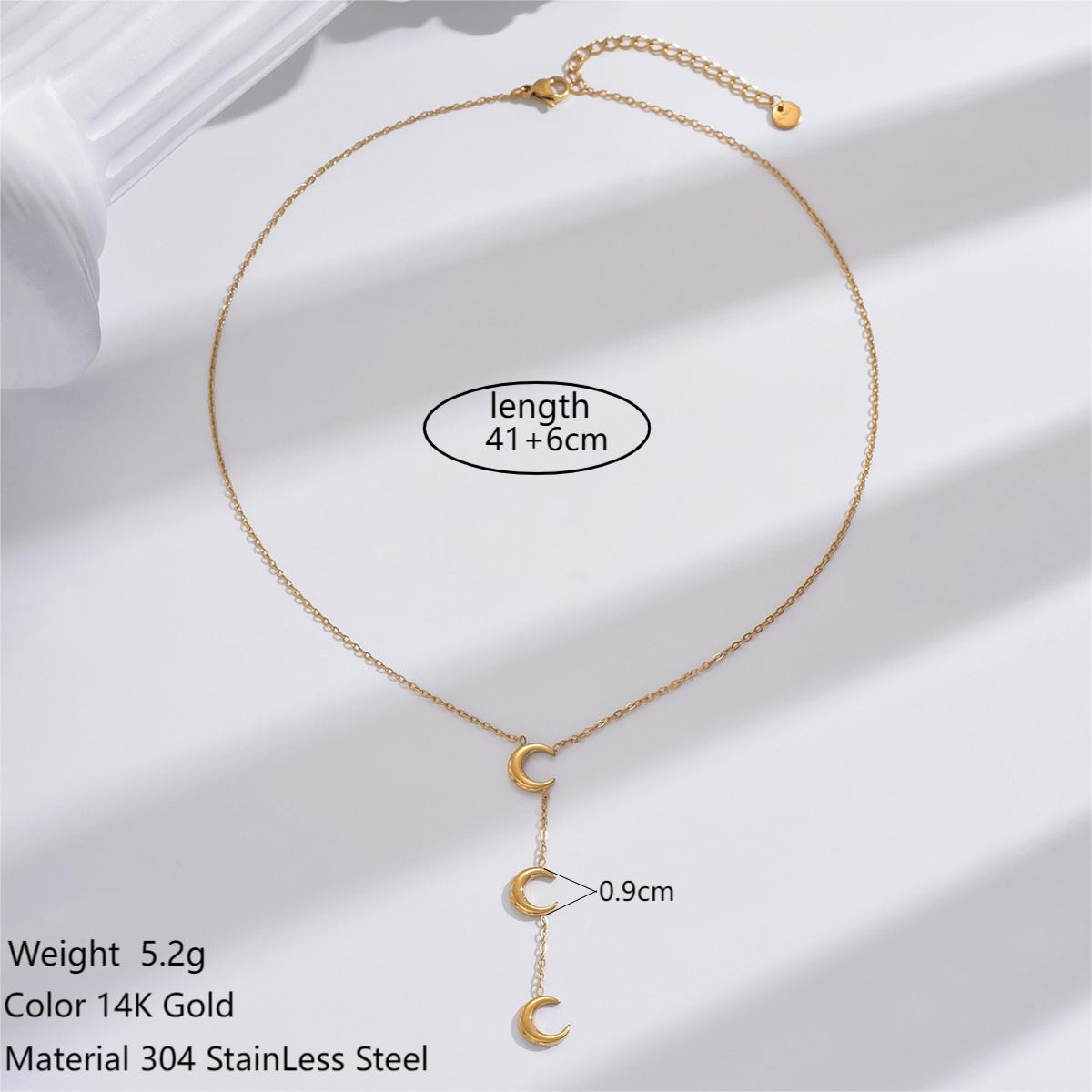 304 Stainless Steel 14K Gold Plated Simple Style Plating Moon Necklace
