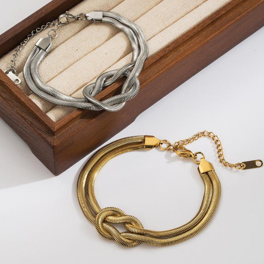 Simple Style Commute Solid Color Knot 304 Stainless Steel 18K Gold Plated Bracelets In Bulk